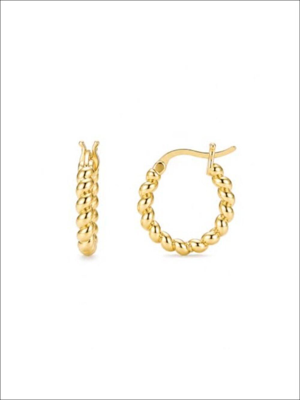14k Gold Plated Twisted Hoop Earrings Click-Top Minimalist